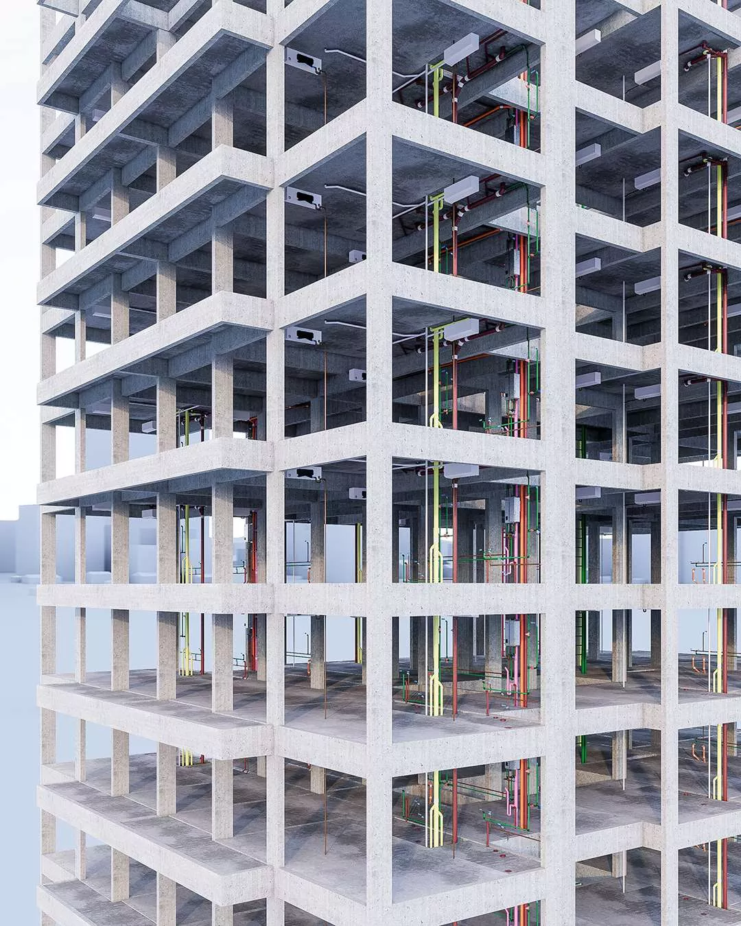 Render de prédio - projeto hidrossanitário