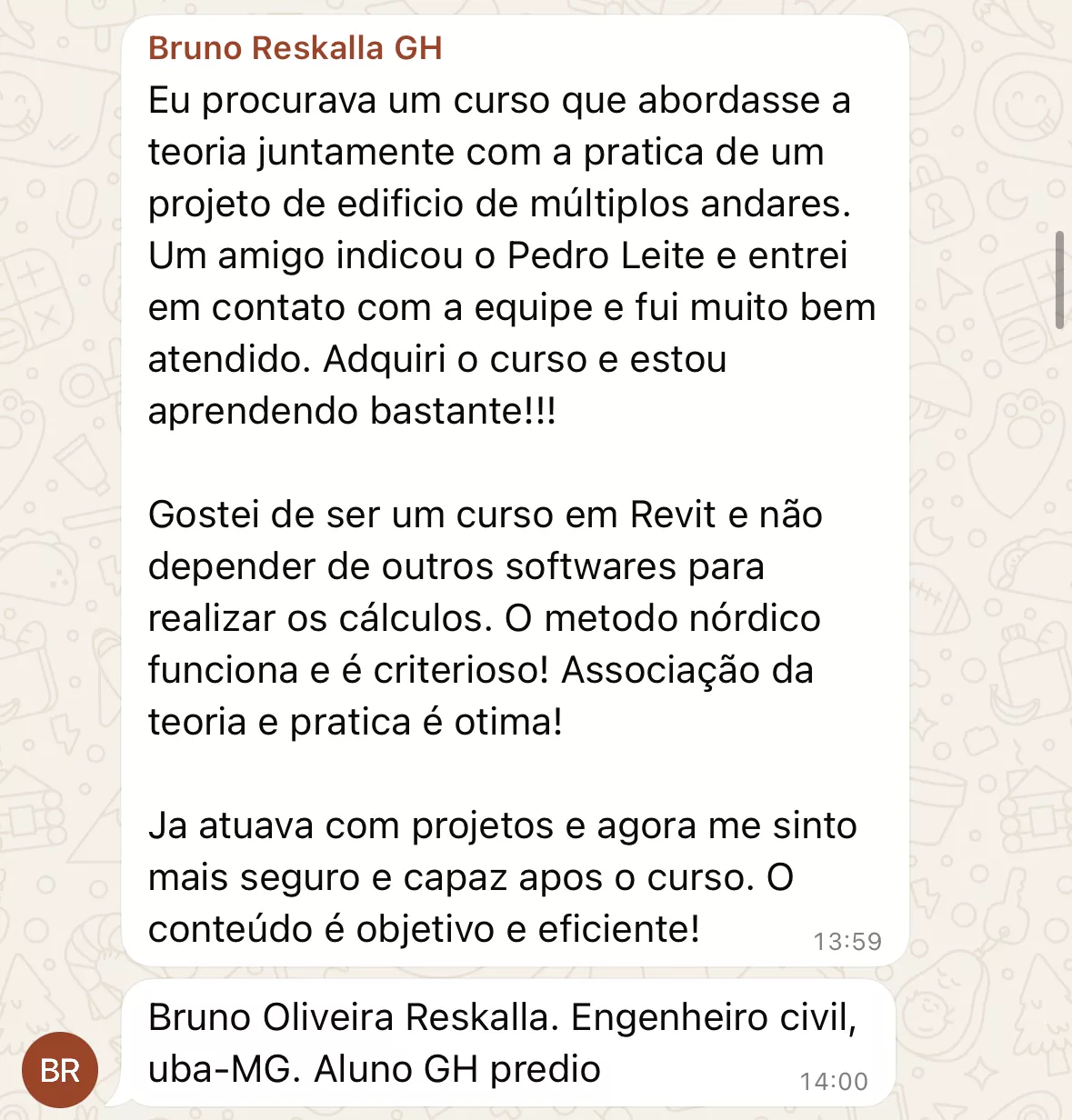 Depoimento de aluno